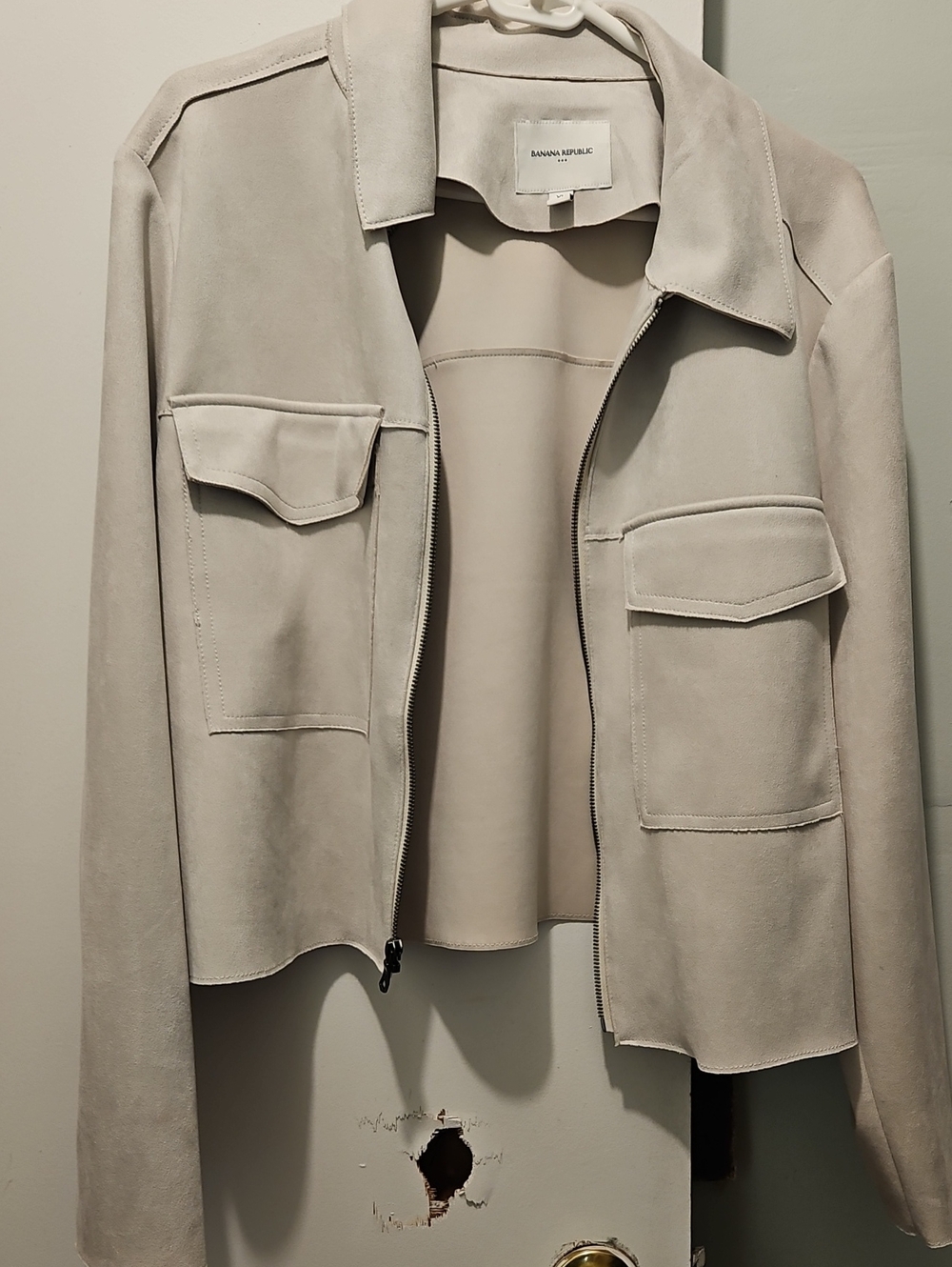 Banana Republic Light Taupe Suede Utility Jacket